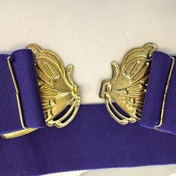 Vintage Purple and Gold Butterfly Stretch Belt - Picture 8 of 8